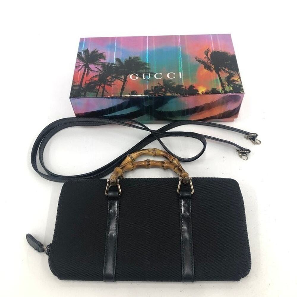 GUCCI Bamboo Shoulder Wallet Long Wallet 039.1998.0700 w/Box